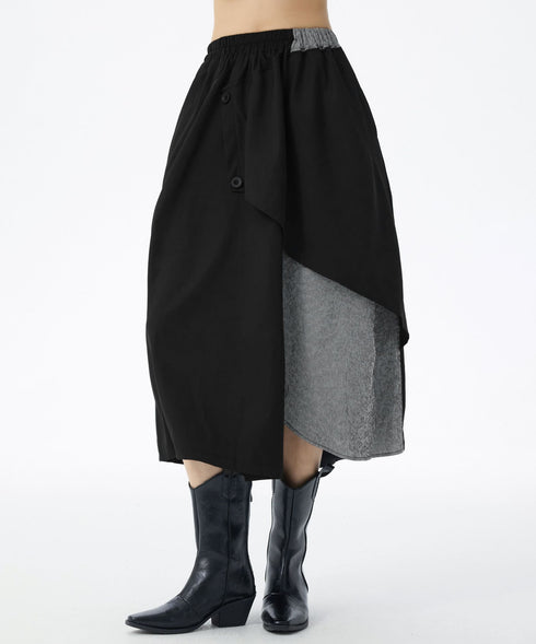 Layered Button Design Skirt